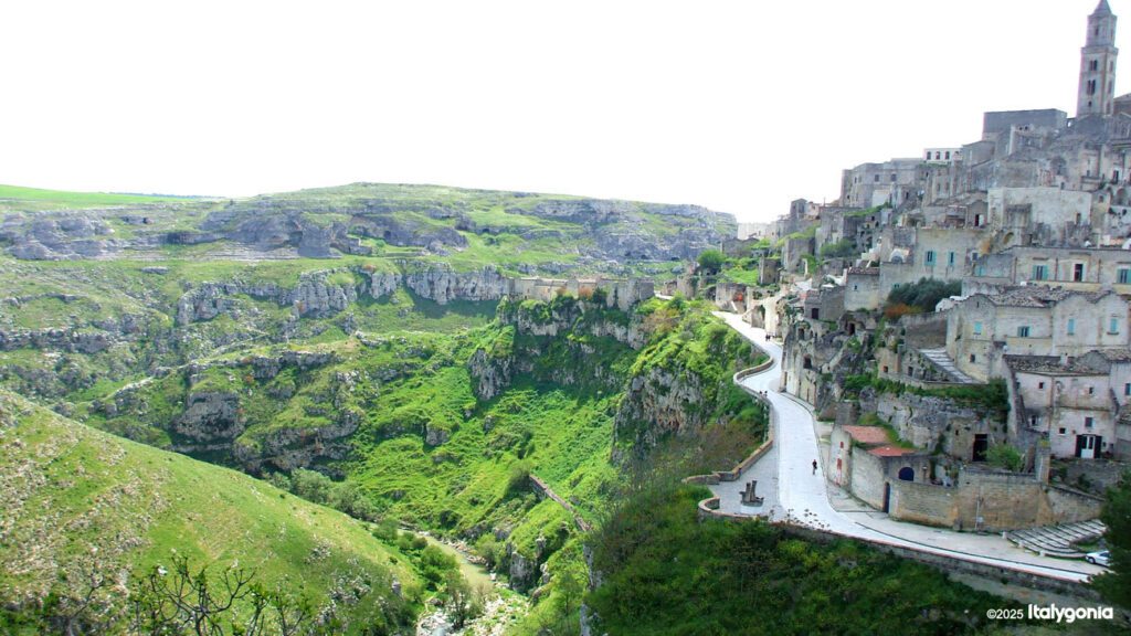 Matera sassi cave city Italy river
